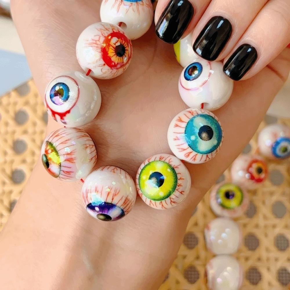 20pcs Random Mix Color Spacer Beads Colorful Eye Loose Beads Eyeball Beads  Thanksgiving Decor