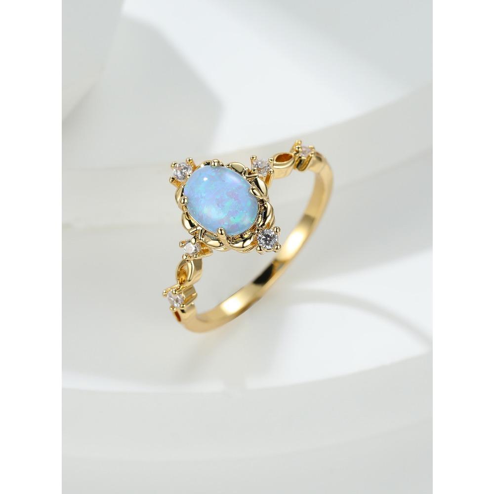 European and American Style Personalized Round White Micro Inlaid Zircon Ring Retro New Ring Versatile