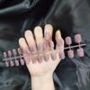 24pcs/set DIY Quick Nails Short Flat Head Solid Color False Nails Multicolor Strips Finished Wear Manicure