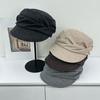 Retro Pleated Solid Color Beret Women's Spring and Summer Thin Fashion Big Head Circumference Showing Face Small Painter Newsboy Hat