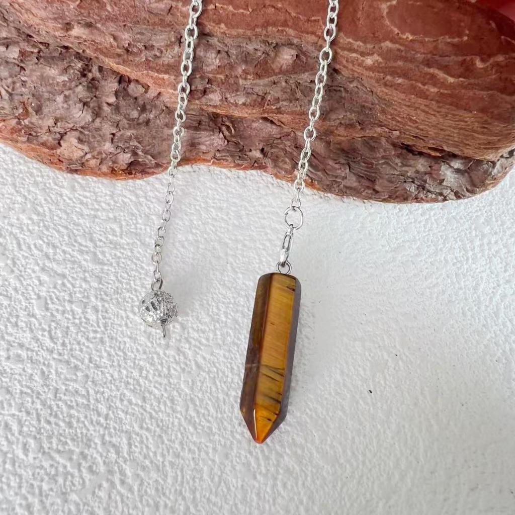 Natural Stone Hexagonal Pendant Necklace - Large Crystal Bullet Clavicle Chain for Women