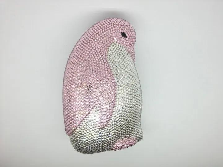 

Boutique De FGG (in stock) Penguin Women Crystal Clutch Evening Bags Metal Minaudiere Bridal Wedding Diamond Purses and Handbags Mini Clutch