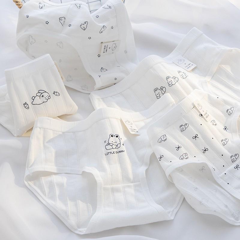 Ladies' Breathable Cartoon Cotton Underwear - Comfortable Antibacterial Waistband Triangle Pants