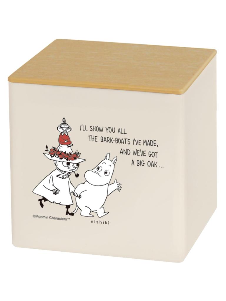 Nishiki Kasei Moomin Tissue Box with 12 x x 12 Made in Japan Lid, Beige, Approx. 12.2 cm,