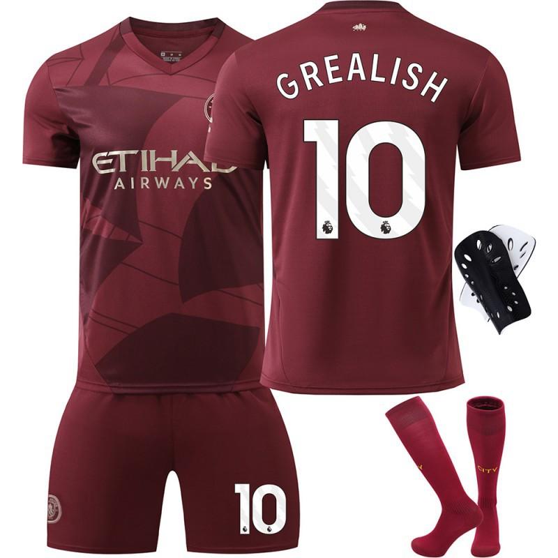 2425 Manchester City Jersey No. 9 Harland 17 De Braunet 10 Gralish Second Away Football Set