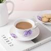 200ML Bow Ceramic Coffee Cup and Saucer Tableware Set Cute Girl Heart Cup and Saucer Set Afternoon Tea Latte Birthday Gift