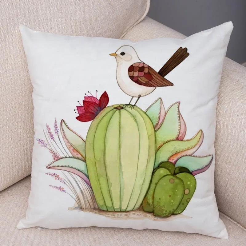 Watercolor Succulents Decorative Pillowcase Office Living Room Car Ornaments Home Pillowcase