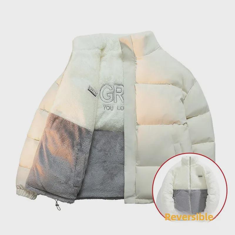 Unisex Lambskin Cotton Jacket: Stylish, Double-Sided, Plush, and Thick for Winter