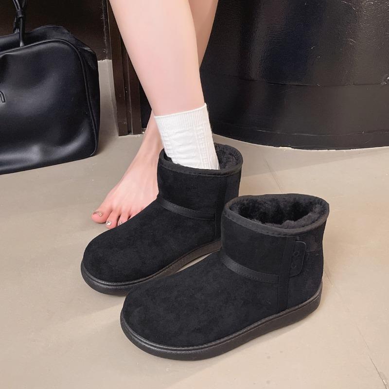 Snow Boots Women's New Trendy Big Head Flat Bottom Ugly Cotton Boots Women's Round Head Warm Short Boots Children