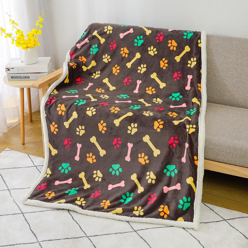 Flannel Sherpa Thickened Double-Layer Pet Blanket and Dog Bed Mat