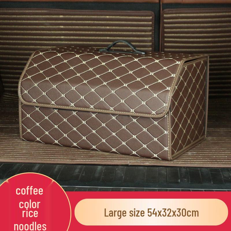 Trunk Storage Box: Multifunctional Folding Car Organizer with Logo-Printed Leather