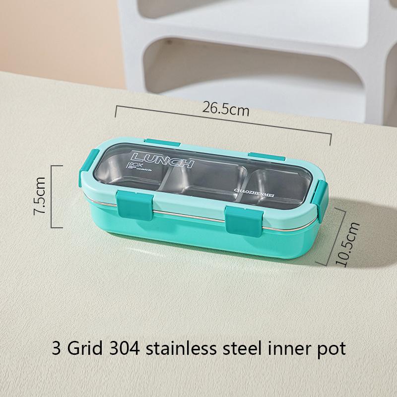 Simple Single-layer Lunch Box Microwave Heating Plastic Sealed Bento Portable Set Cutlery School Office Food Storage Container