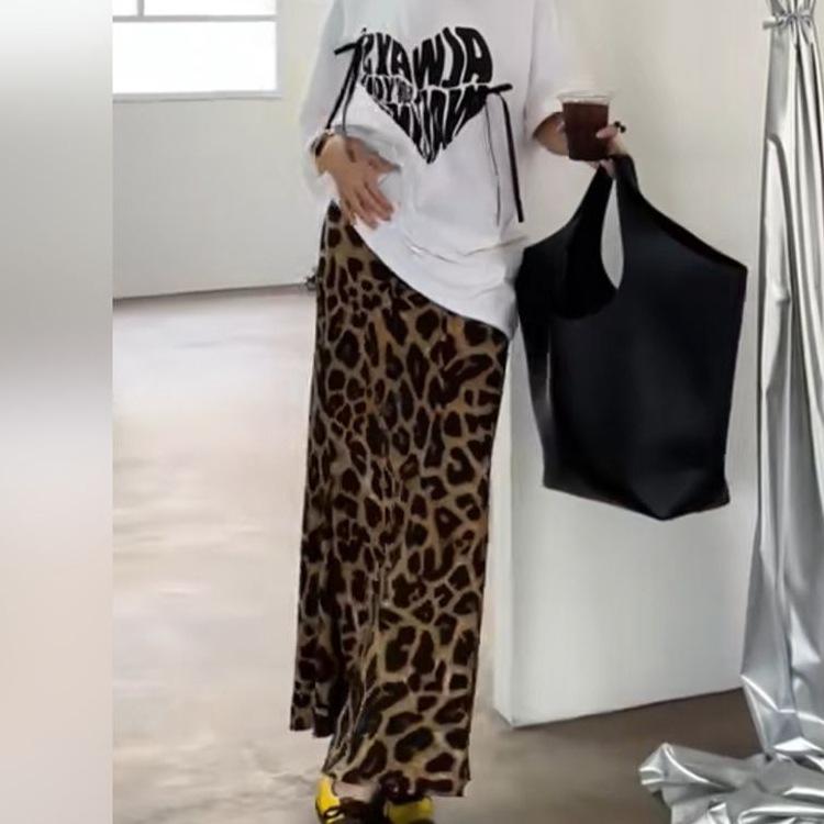 2026 Spring/Summer European & American Leopard Print Retro High-Waisted Slim-Fit Mermaid Skirt for Women