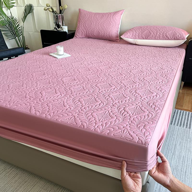 

Водонепроницаемый стеганый защитный чехол для матраса, дышащий чехол для матраса с защитой от клещей, нескользящая антибактериальная простыня на резинке 140/150/160 2xPillowcase NOSHEET