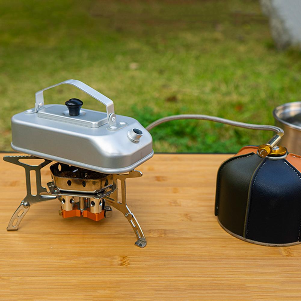 Portable Camping Tea Kettle Aluminum Alloy Camping Boiling Water Pot with Handle Outdoor Cookware Teapot for Picnic Hiking