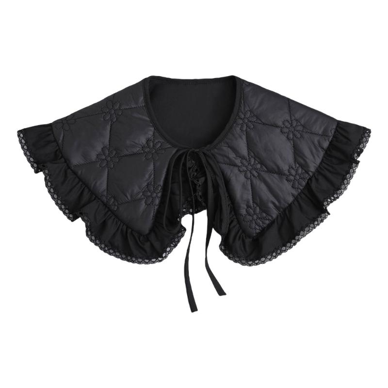 Sequins Quilted Cape False Collar Chinese Ruffled Lace Shawl Wrap Scarf Decorative Accessory for Women Girls Clothing