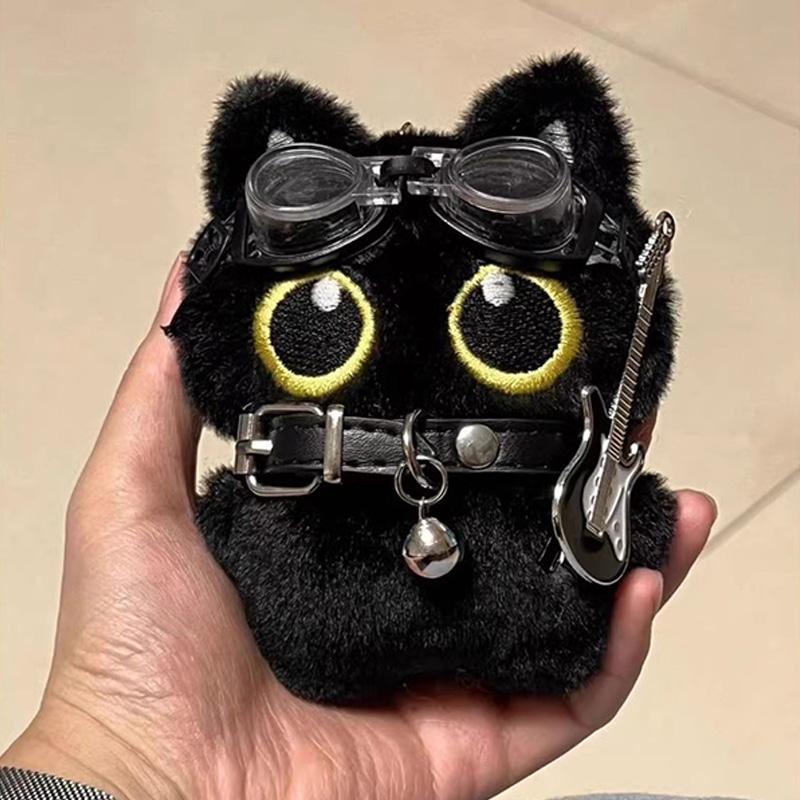 Kawaii Bat Keychain Little Black Cat Pendant Big Eyes Cat Key Chain Ghost Wings Backpack Hanging Decoration Halloween Gifts