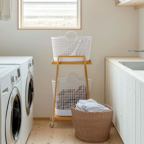 Like-it Town Basket, Mini, White, LBB-16C, Laundry Storage, Made with Approximately 90% Biomass Plastic