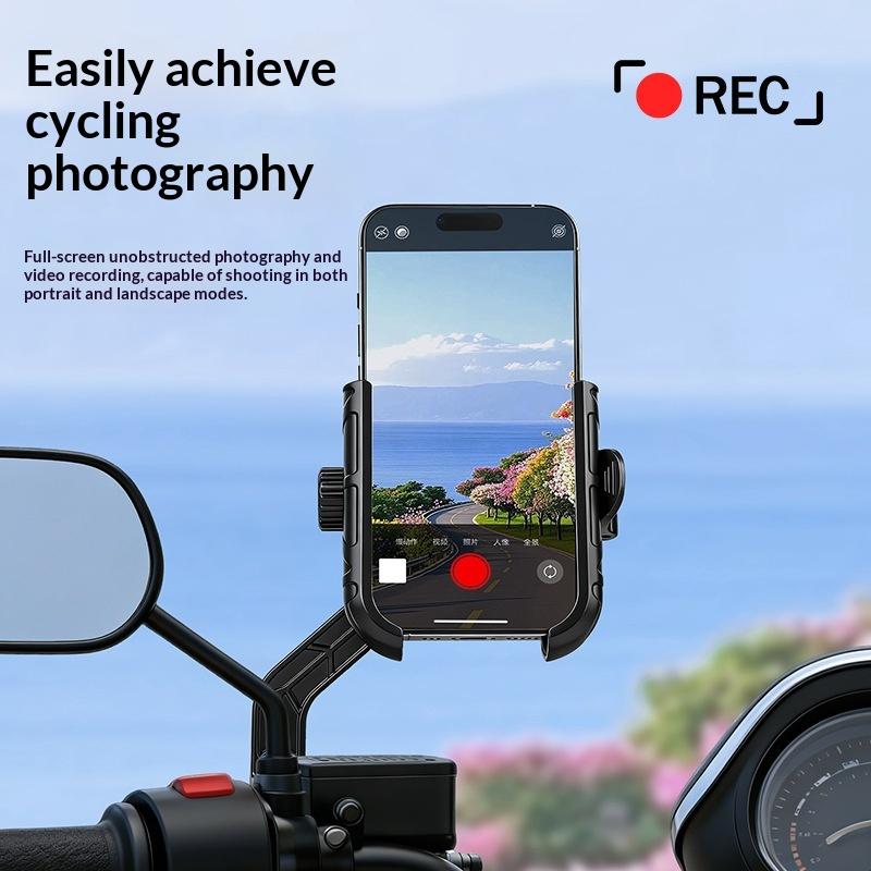Motorcycle Phone Mount No Block Design Anti-Shake Lock Universal Holder for 4.7-7 Inch Phones Motorbike Riding