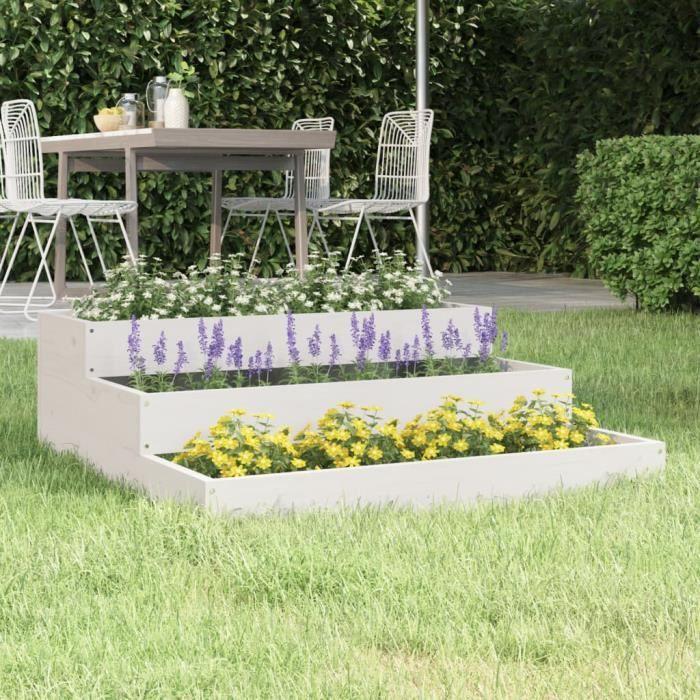 VidaXL Jardinière Blanc 78x78x27 cm Bois massif de pin 823907