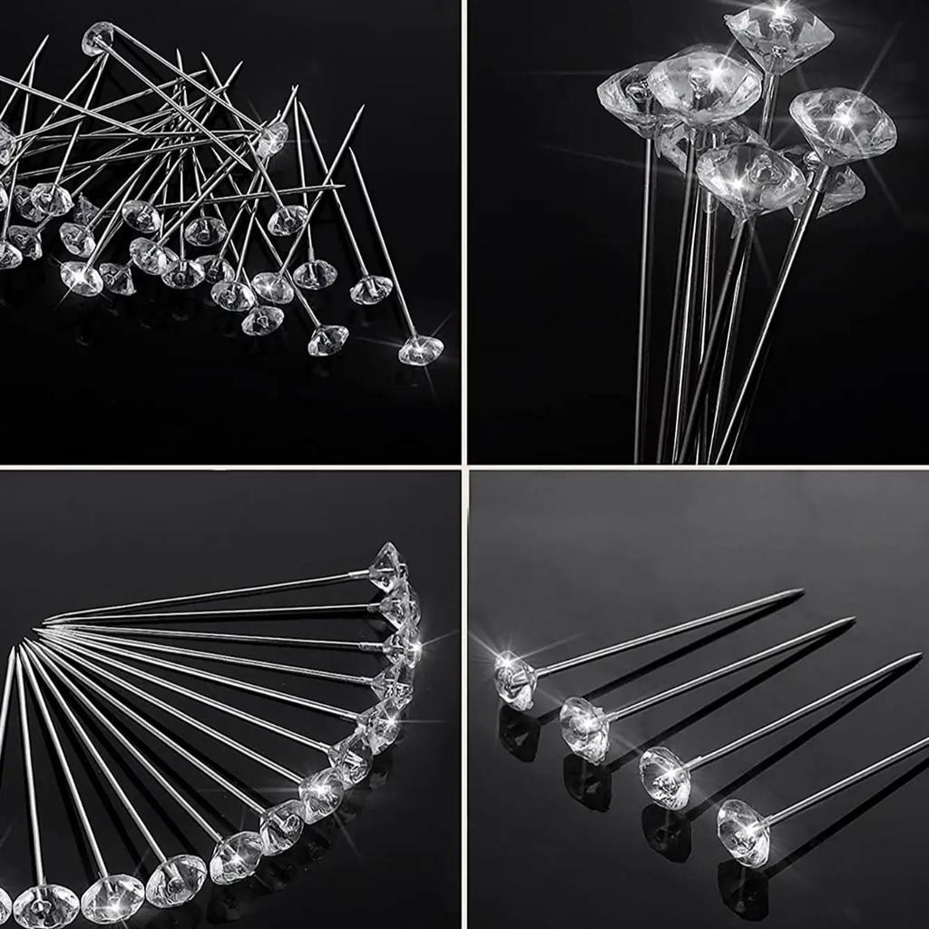 50pcs-Diamond Positioning Needle, Pearl Light Needle, Bouquet Silk Scarf Fixing Needle, Wedding Dress Pin