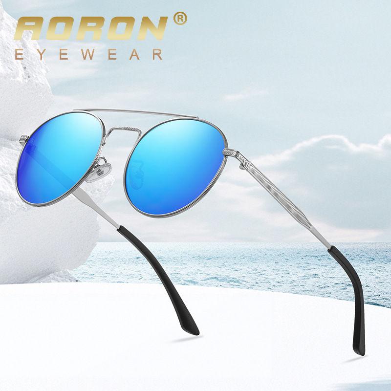 AORON Round Metal Frame Photochromic Polarized Sunglasses for Men Women Sports Fishing Anti Glare UV400 Glasses