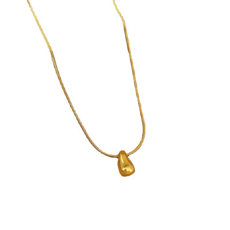 Small Water Drop Temperament Furnace Real Gold Necklace Female Collarbone Chain With Jewelry