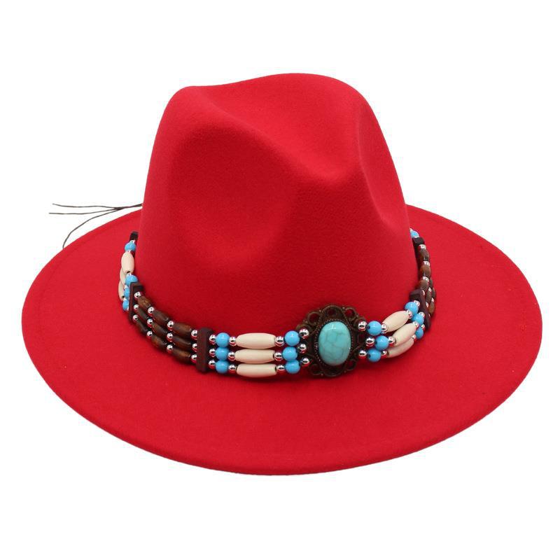 Turquoise Ethnic Style Top Hat, Foreign Style Jazz Hat, Retro Felt Hat, Spanish Temperament Plush Woolen Hat