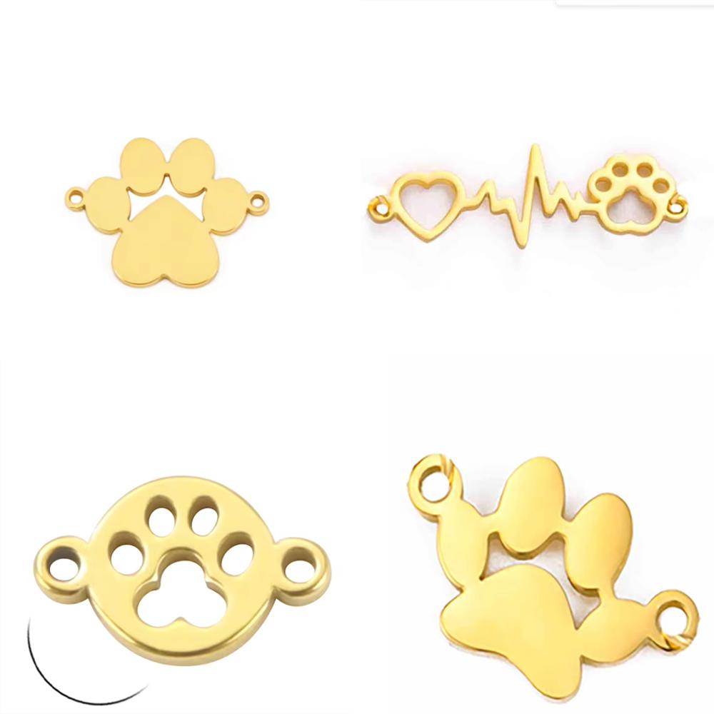 Cazador Dog Cat Paw Footprint Charms for Jewelry Making Stainless Steel Animal 2 Holes DIY Pendants for Bracelet Necklace 2026