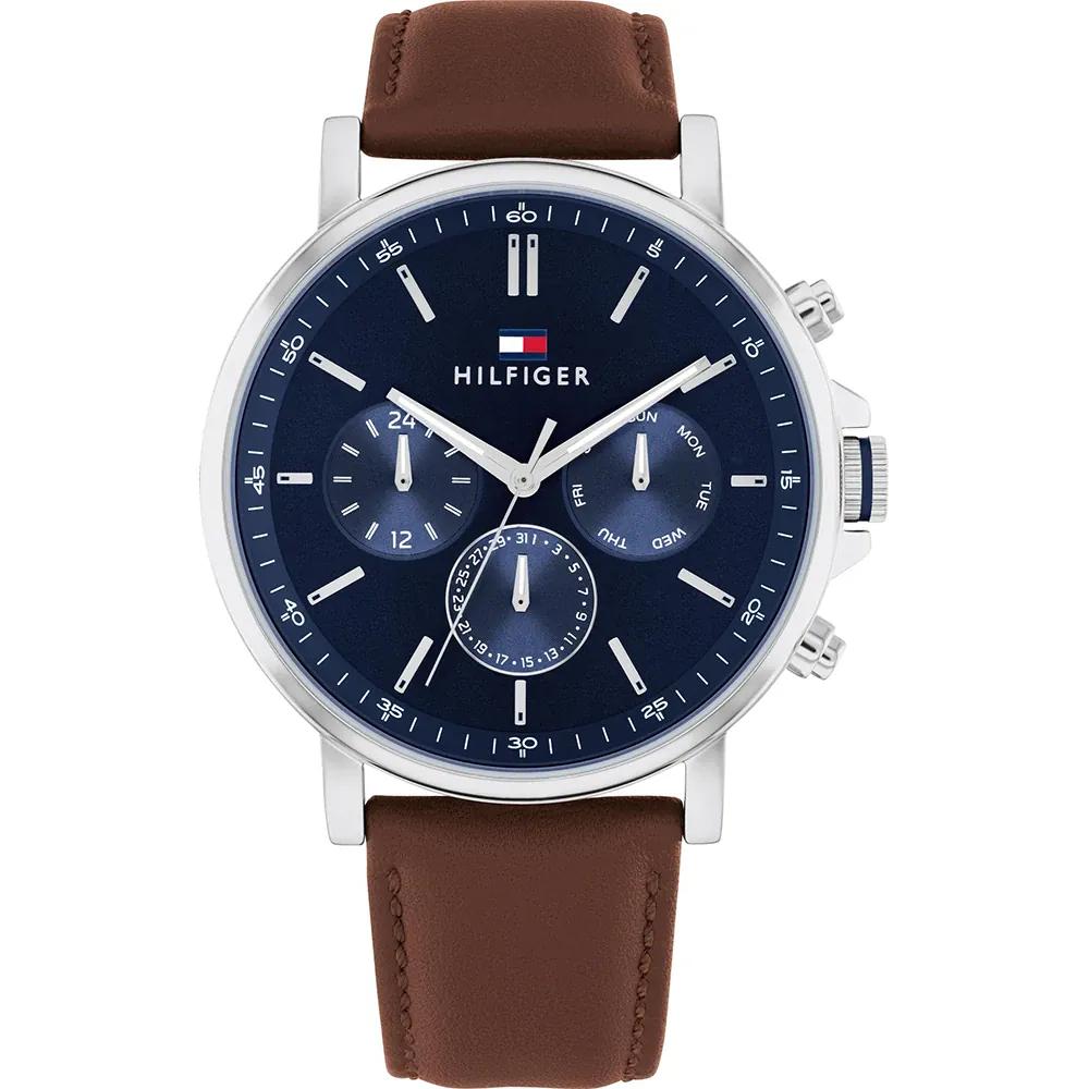 

Tommy Hilfiger Men s Chronograph Quartz Watch Blue Dial Brown Leather Strap 1710585 коричневый