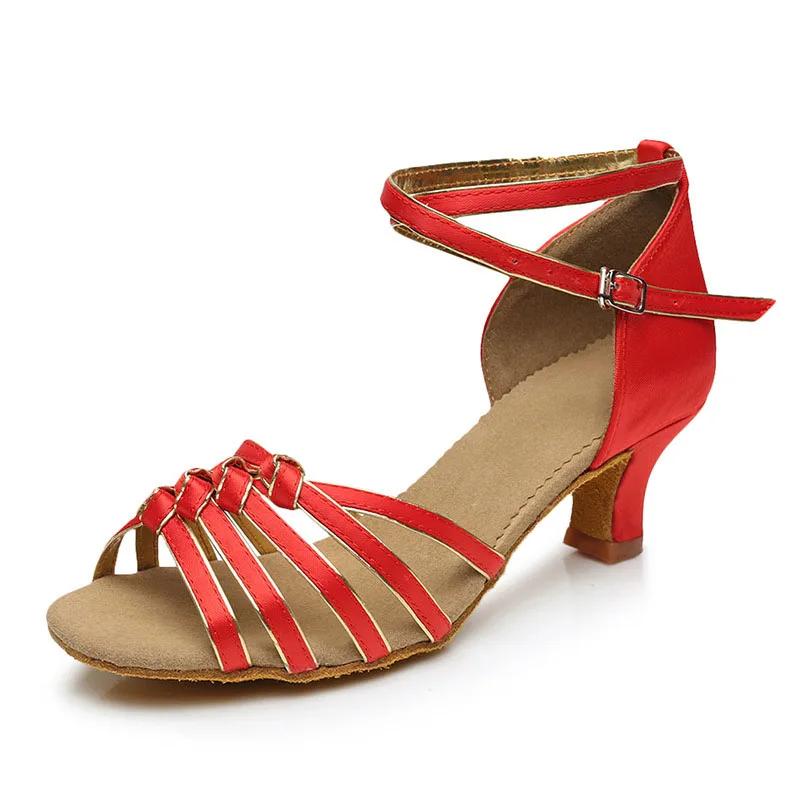 Ladies Girls Black Red White Satin Mid High Heel 5cm 7cm Satin Tango/Samba/Latin/Ballroom/Salsa Dance Shoes For Women