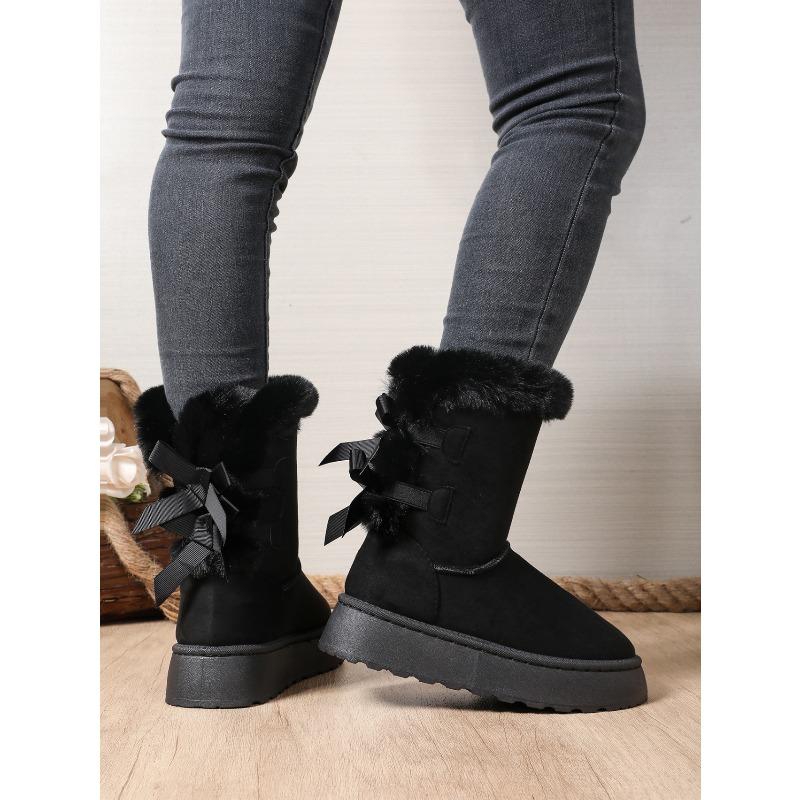 Thick-soled Warm Snow Boots Women's 2025 Winter New Plus-size Muffin with Fleece and Thickened Wool Mouth Mid-tube Cotton Shoes