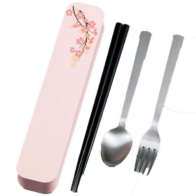 Tatsumiya Cutlery 3 Piece Set Chopsticks Spoon Fork Pink 33313 Size Approx. W22.2 D4.4 H2.9