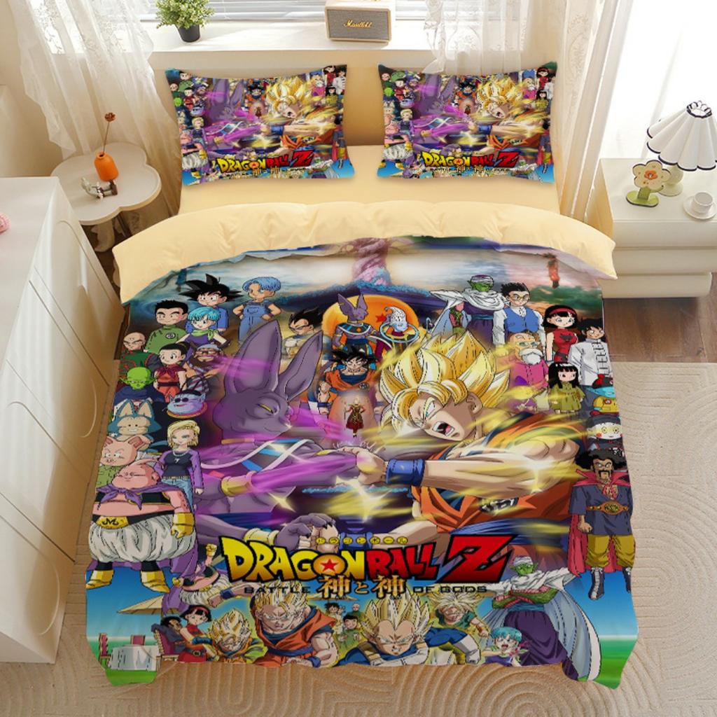 Японское Аниме Dragon Ball Постельное Белье Гоку Супер Сайян Пододеяльник Наволочка 2/3шт 3D Принты для Подростков Покрывало