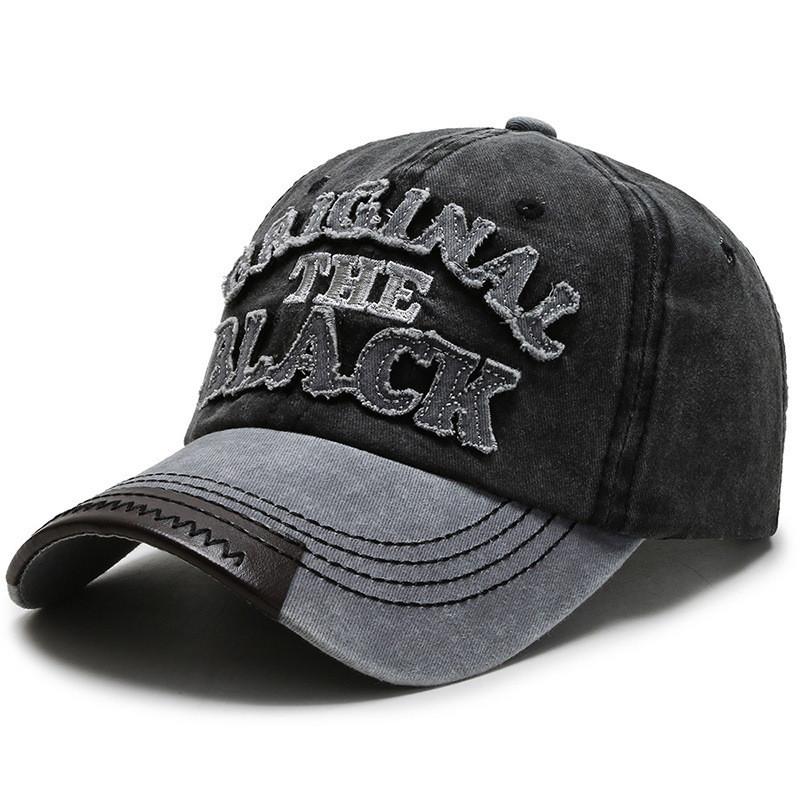 

Vintage Denim Baseball Cap With Embroidered Letters For Streetwear And Casual Wear BlackGray