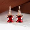 Rainbow Zircon Hoop Earrings Multicolor Crystal Square Stone Earrings Vintage Gold Color Wedding Earrings for Women Party