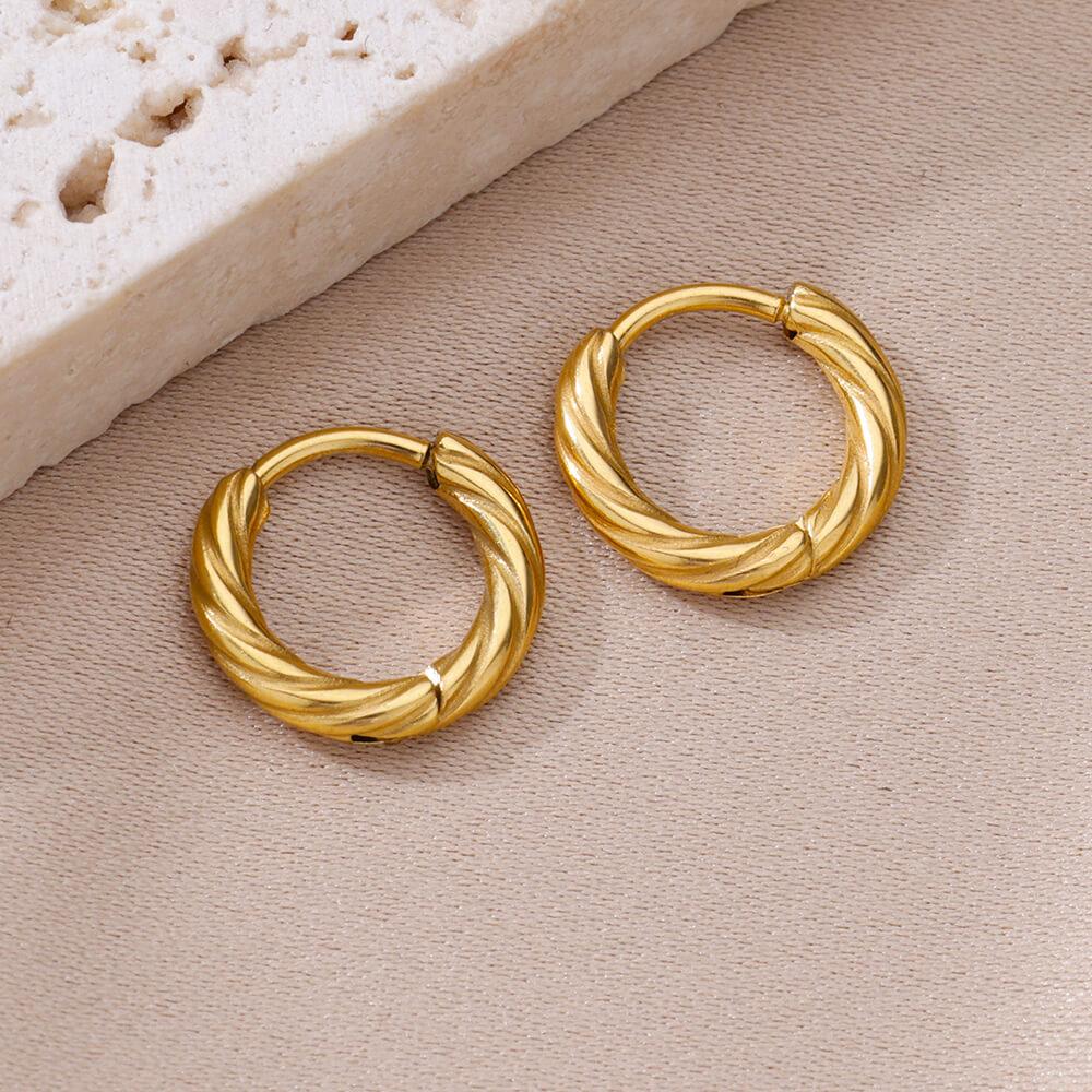 Vintage Stainless Steel Earrings for Women Minimalist Gold Color Earring Trendy Designer Zircon Accessories Free Gift Aretes
