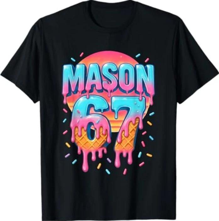 Mason 67 Costume Ice Cream Baseball Drip 6 7 Meme Six Seven T-Shirt M