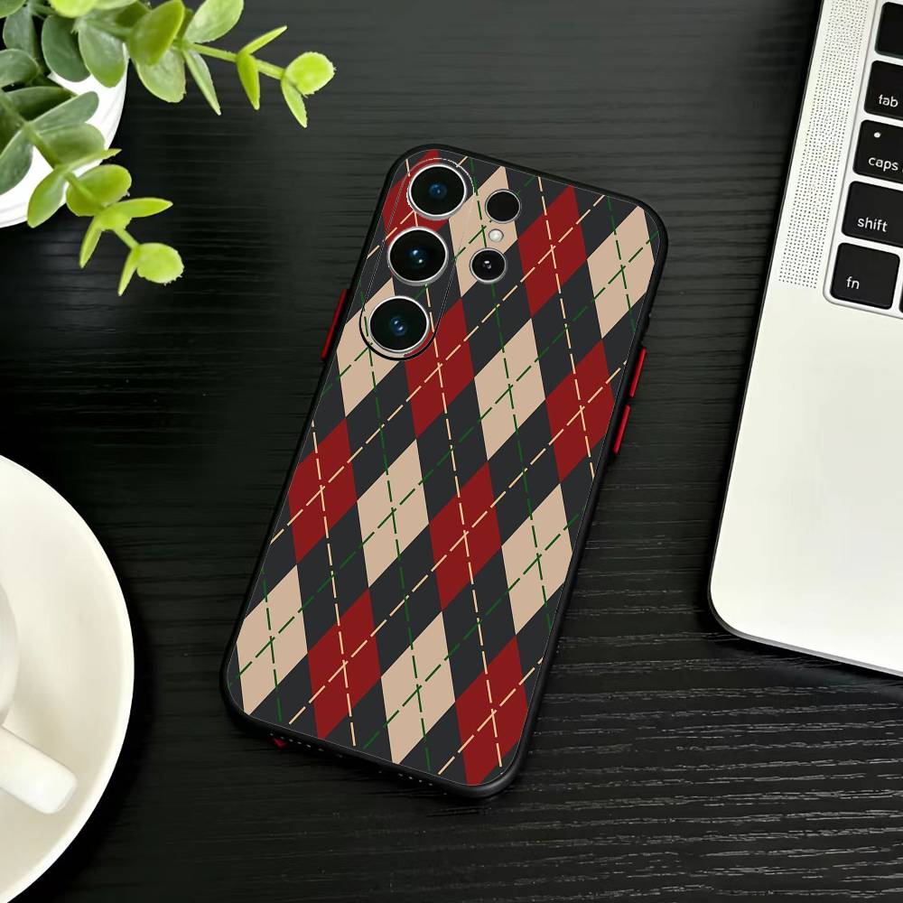 Burgundy White Stripe  Phone Case For Samsung S26,S25,S24,S23,S22,S30,S21,Ultra,Plus,FE 5G Black Soft Cover
