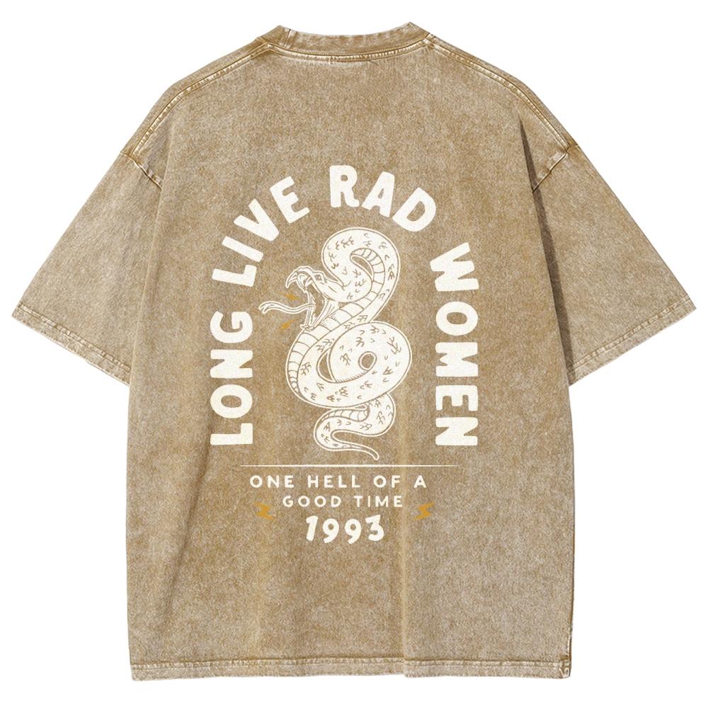 Cartoon Snake Letter Letter Print Women's T-Shirt Simple Short Sleeve Wash Oversized Cotton Top Personality Design Tee