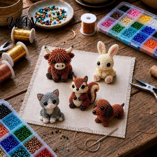 Adornos de Cuentas Texturizadas Kit DIY de Cuentas de Animales, Pequeño Set de Manualidades con Cuentas 3D, Lindo Kit Creativo de Arte con Cuentas para Principiantes Adolescentes Adultos Alivio del Estrés