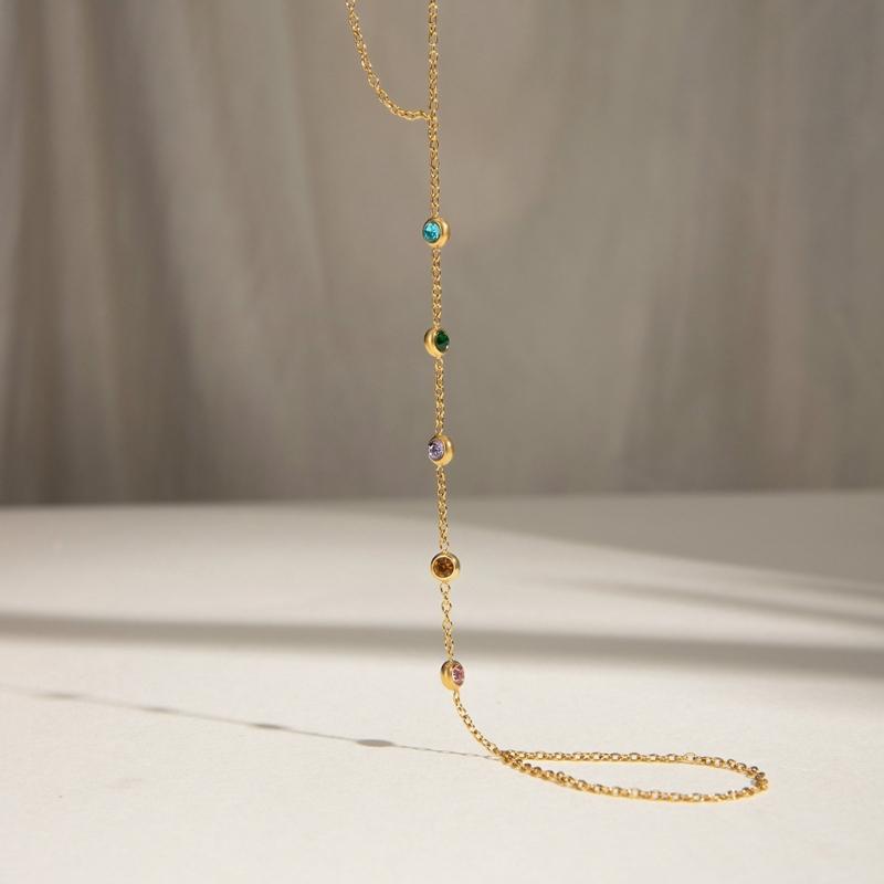 Vibrant Colored Zirconia Adjustable Finger Chain Sturdy Sophisticated Jewelry Gift For Party Wedding