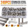 240pcs Stainless Steel Nut And Bolt Set Corrosion Resistant Hex Socket Screw Set  Woodworking