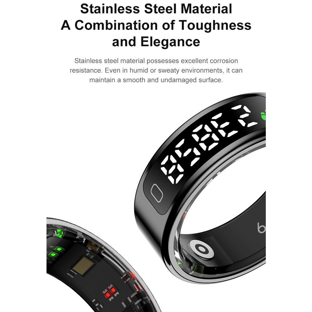 YurKem Smart Ring Heart Rate Blood Oxygen Blood Pressure Measuremen Men Women Fitness Tracker Sport IP68 Waterproof Bluetooth Ring
