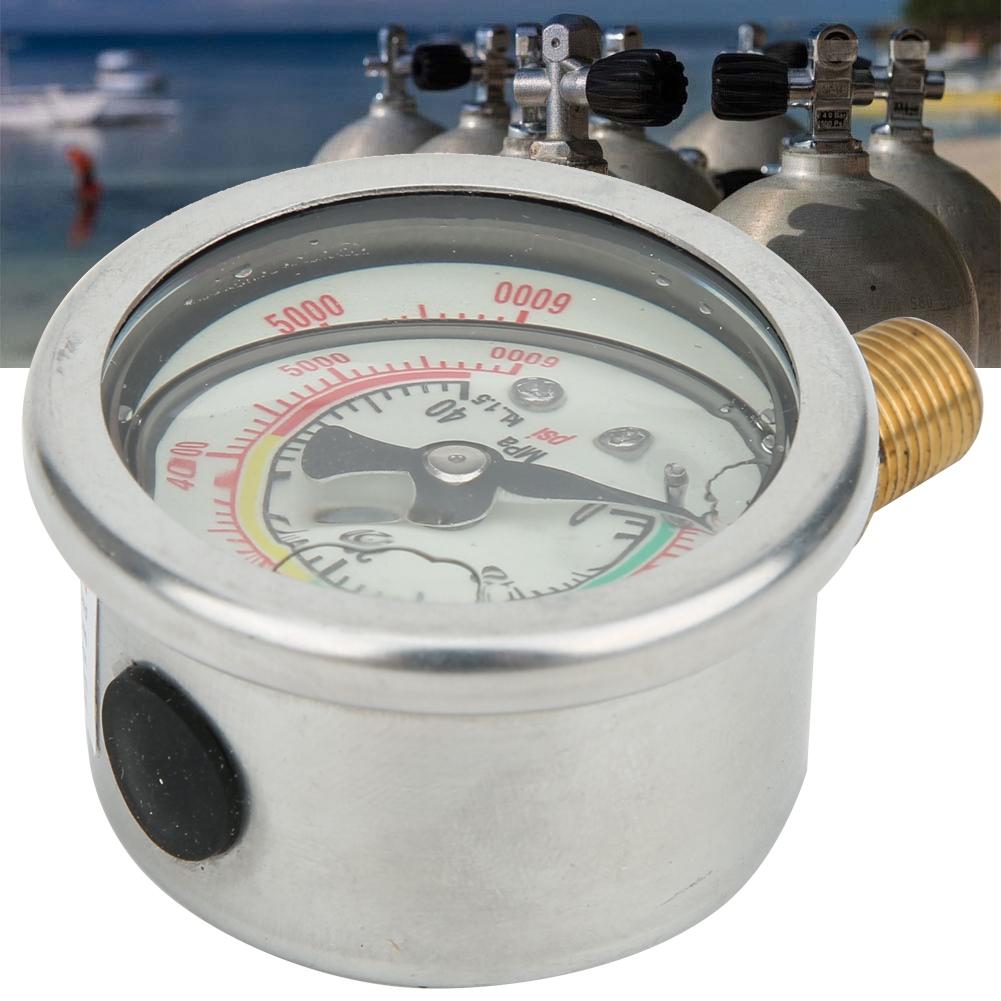 M10x1 Tooth 18NPT Back Thread Stainless Steel Pressure Gauge for 40MPA Inflator Shockproof