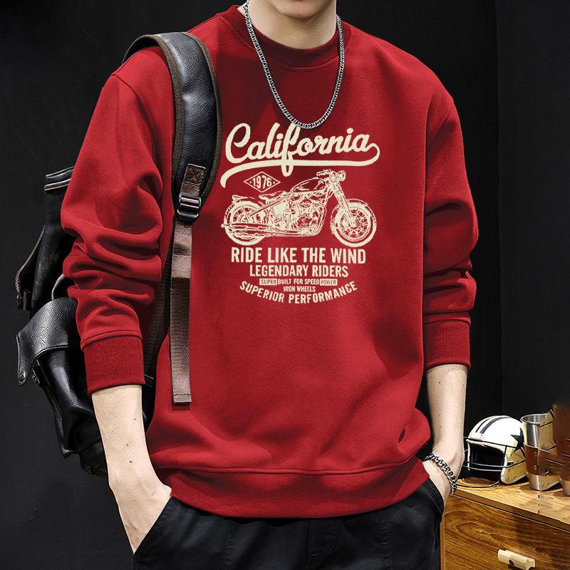 Men's Heavyweight American Style Round Neck Long Sleeve Loose Hoodie for Spring and Autumn