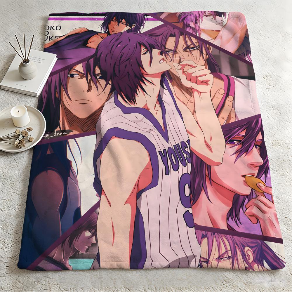 Anime KKuroko No Baskett Throw Warm Soft Flannel Blanket Multiuse for Sofa Bed Camping Travel Nap