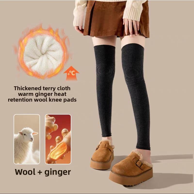 Wool Knee and Leg Protectors, Long Sleeves, Cold-proof and Anti-slip Thigh Socks, Warm Knee and Leg Protectors, Over-the-knee Socks