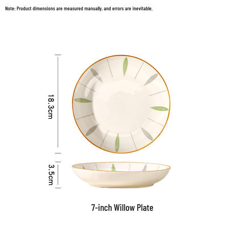 6-Piece Ceramic Dinnerware Set: New Style Dishes Including Bowls, Dinner Plates, Fruit Plates, and Deep Plates with Underglaze Color