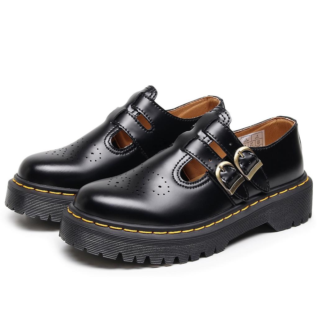 Neue Mary Jane Schuhe Leder Low-Top kleine Lederschuhe Damen mittlere und Plateausohlen Mode Student Freizeit College